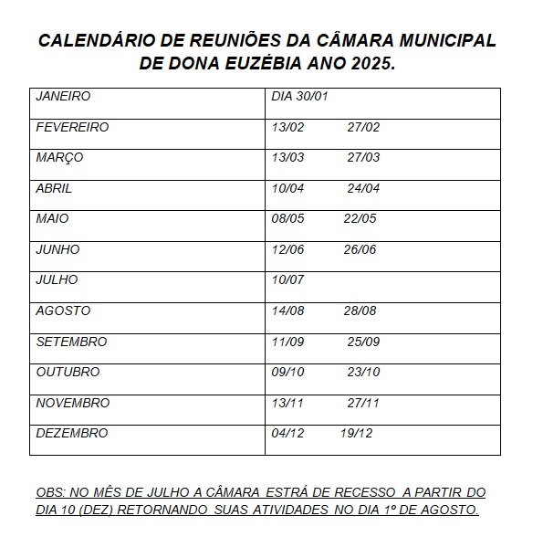 Calendário de Reuniões